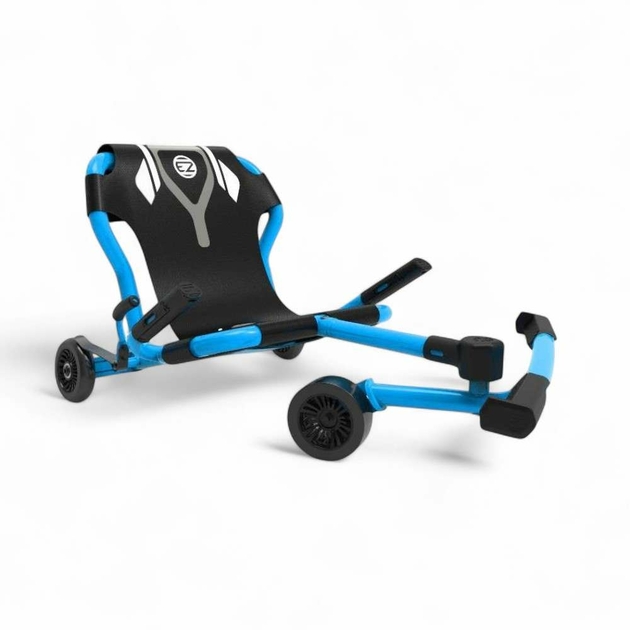Kart Ezyroller Classic X bleu pour enfant, modèle complet vu de trois quarts avant.