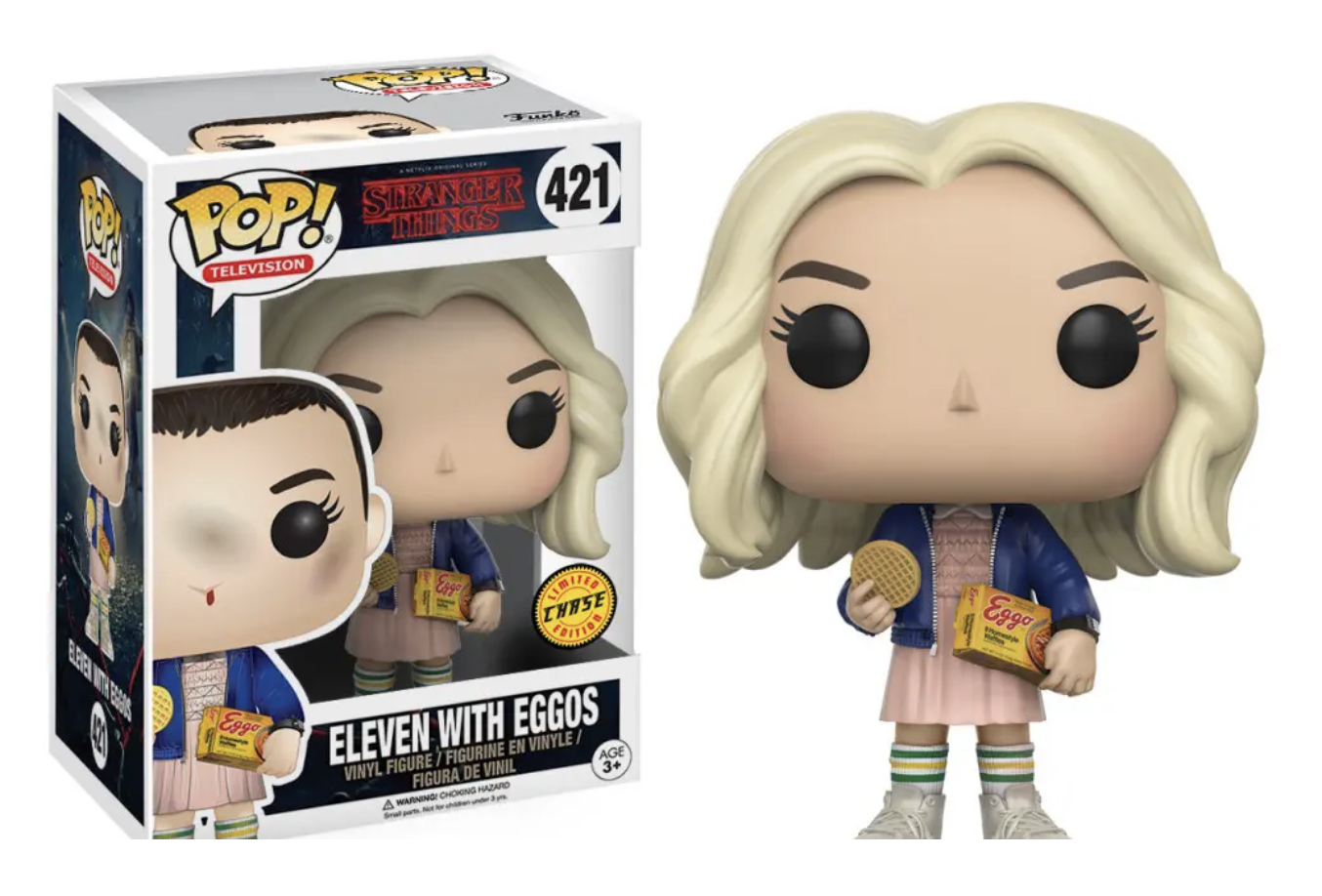 Stranger Things - Funko Pop Bobble Head N°421 : Eleven with eggos &quot;Chase&quot;