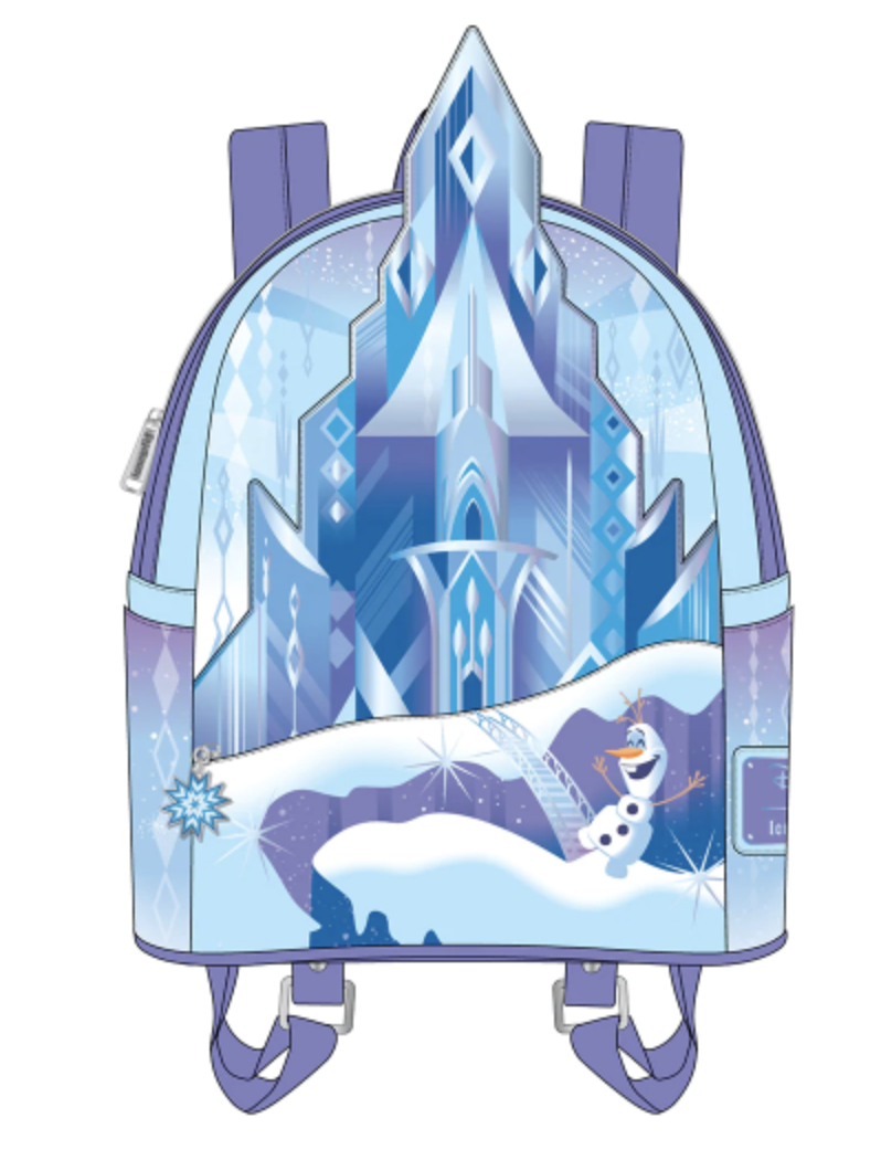 Coloriage d'Elsa devant le palais des glaces de la Reine des Neiges