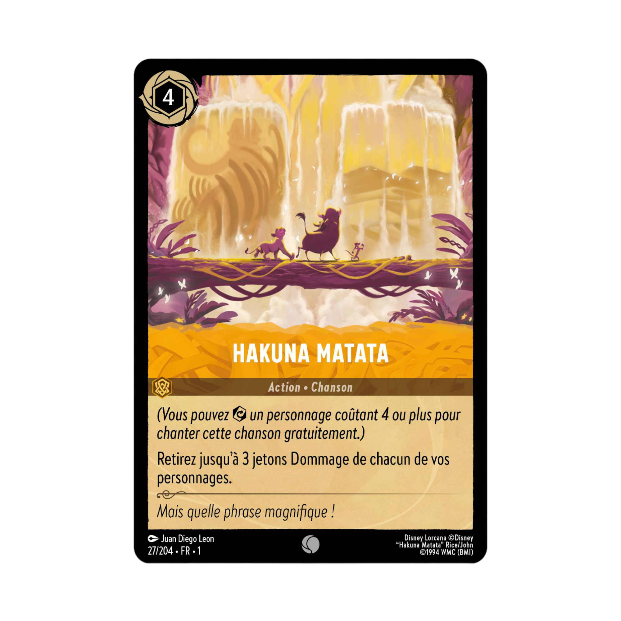 Disney Lorcana TCG : Carte "Hakuna Matata" (carte 27/204) le Palais des Goodies