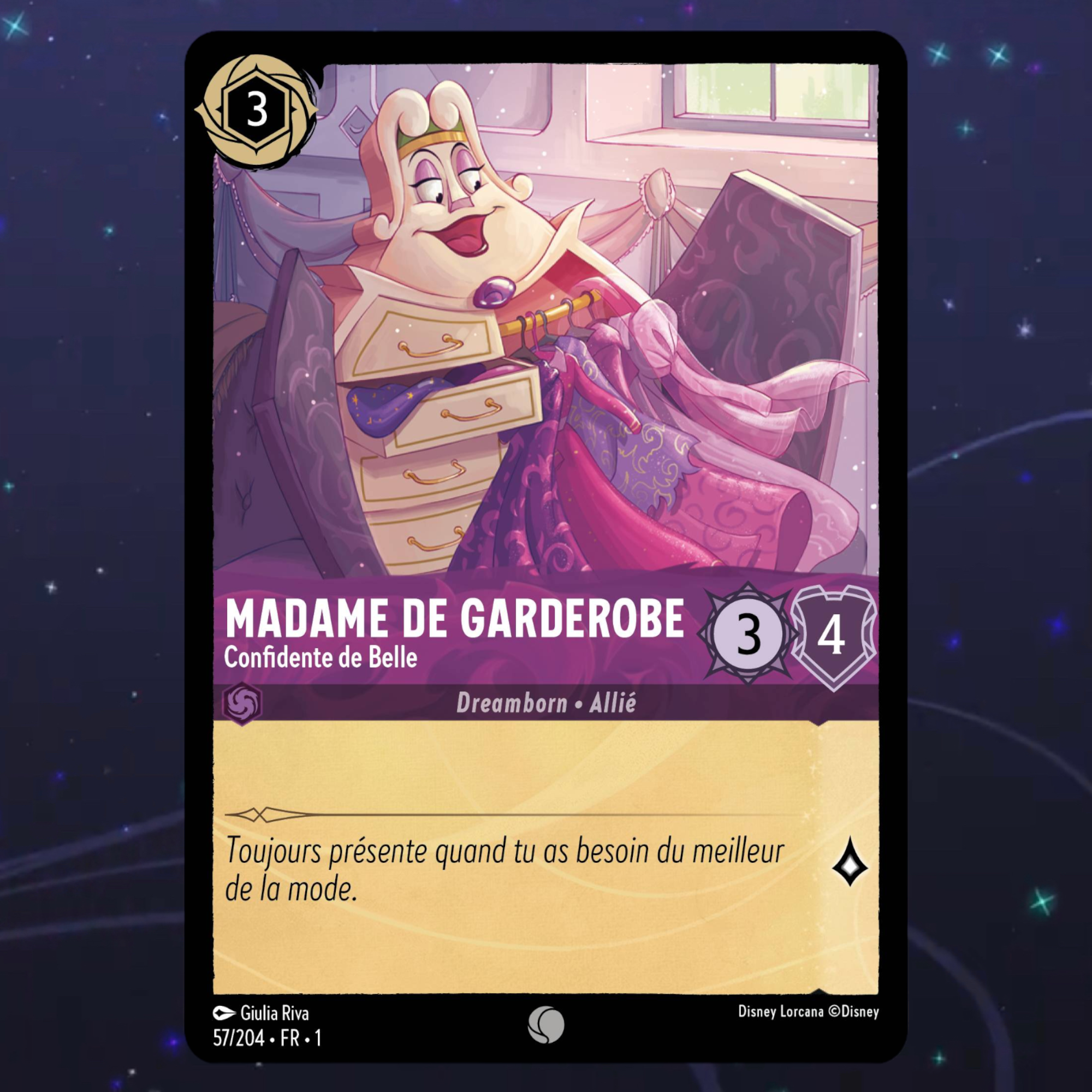 Disney Lorcana TCG : Carte Madame de Garderobe (carte 57/204)