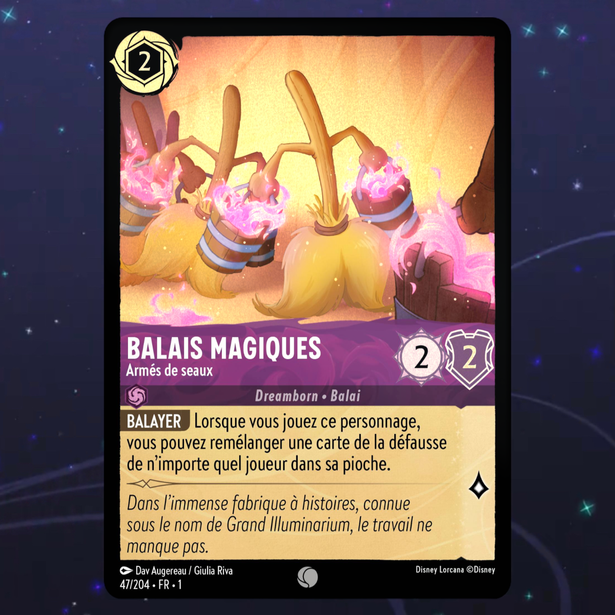 Disney Lorcana TCG : Carte Balais magiques FOIL (carte 47/204)