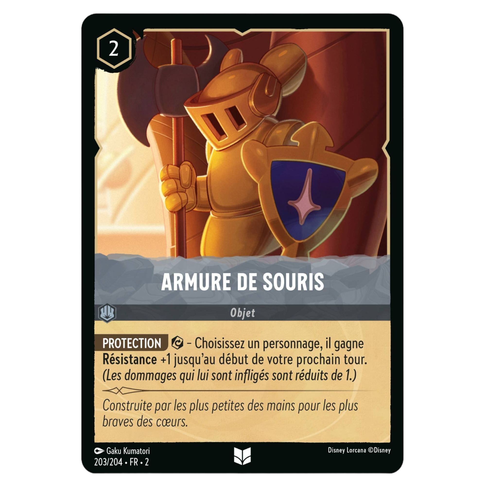 Disney Lorcana TCG - Chapitre 2 : Lascension des Floodborn - Carte "Armure de souris" (203/204) le palais des goodies