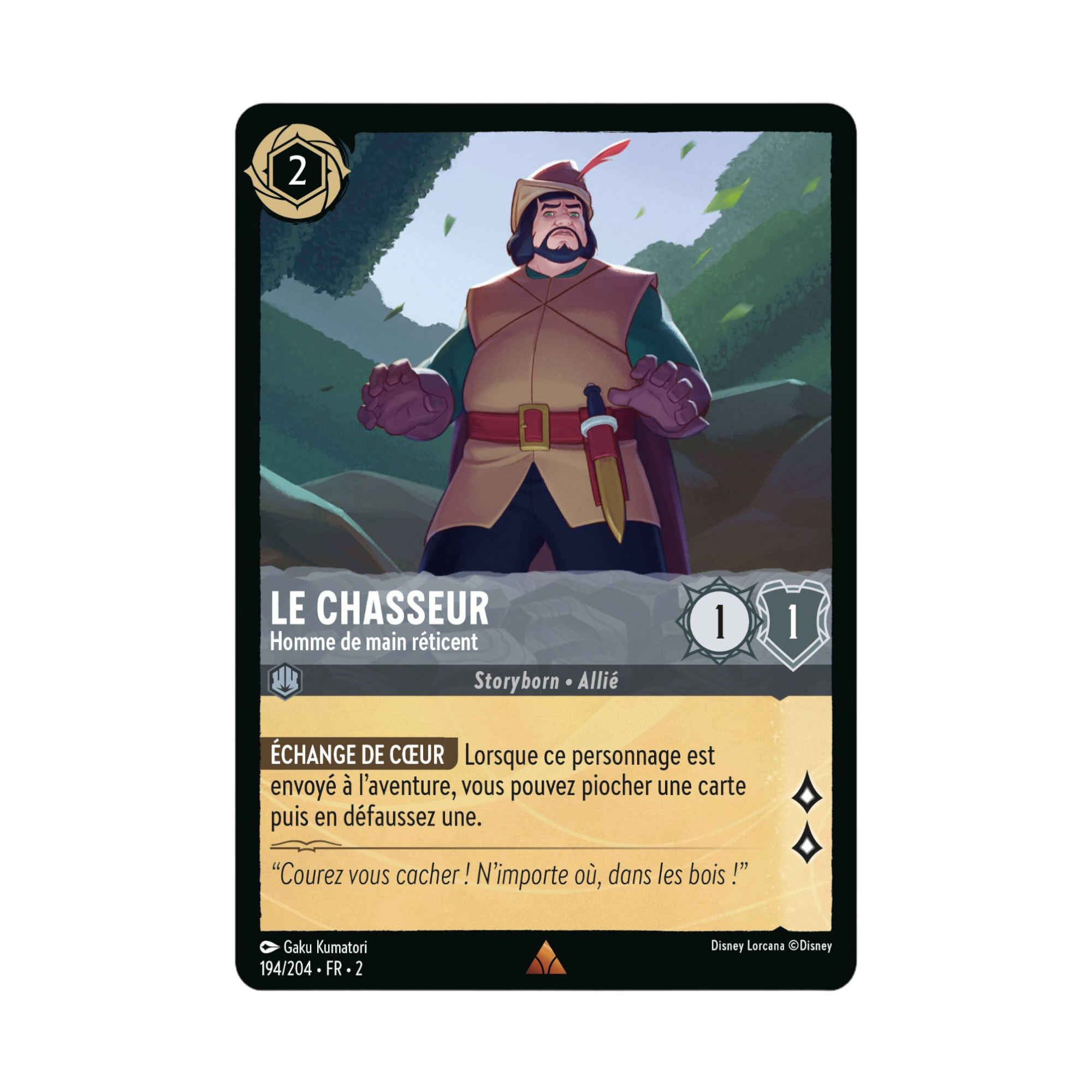 Disney Lorcana Chapitre 2 - Lascension des Floodborn : Carte &quot;Le Chasseur&quot; (194/204) le palais des goodies