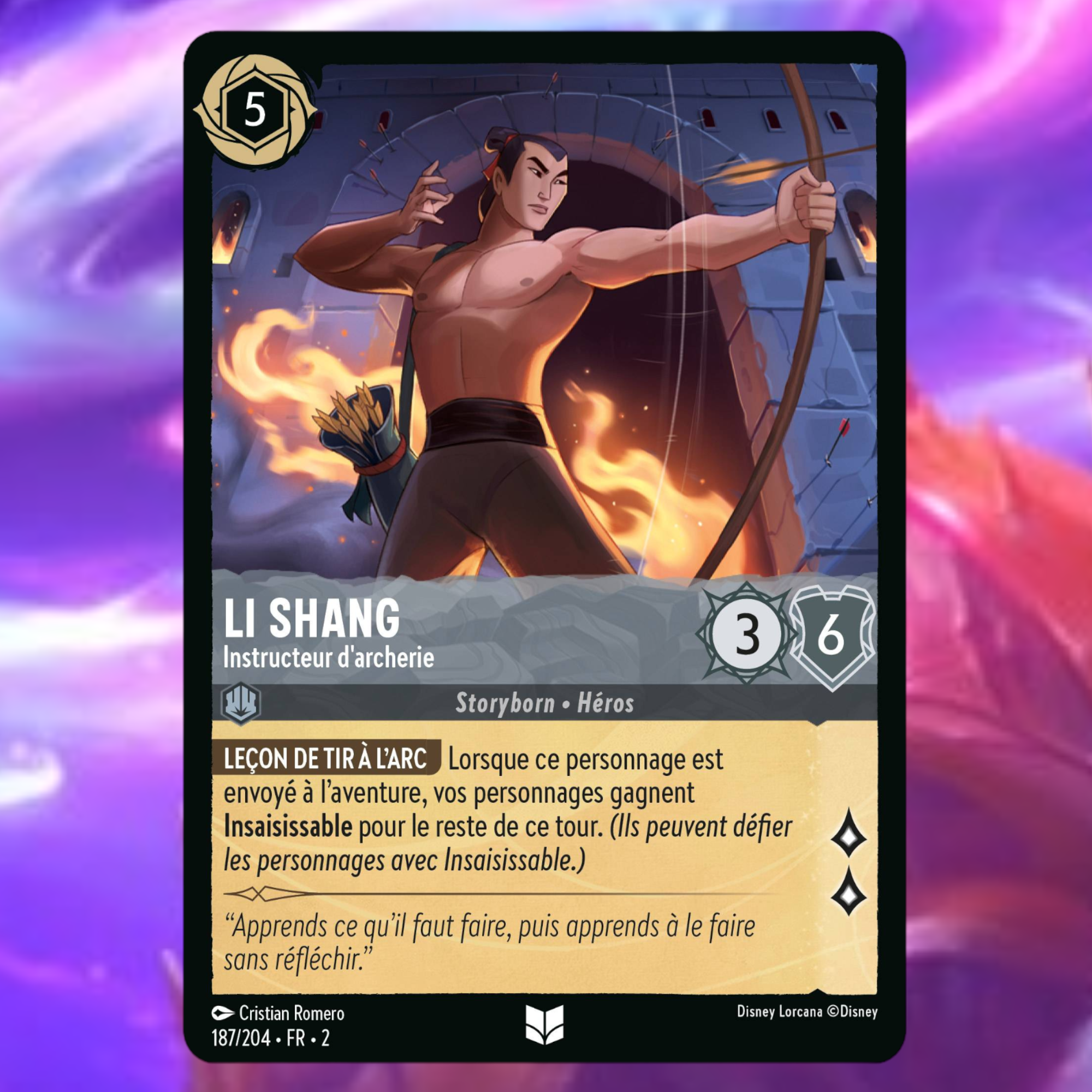Disney Lorcana Chapitre 2 - Lascension des Floodborn : Carte "Li Shang" (187/204) le palais des goodies