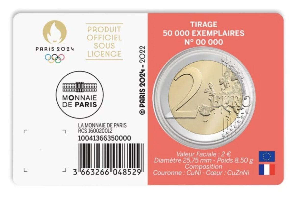 Monnaie 2€ commémorative Jeux Olympiques de Paris 2024 - Qualité BU Millésime 2022 - le palais des goodies