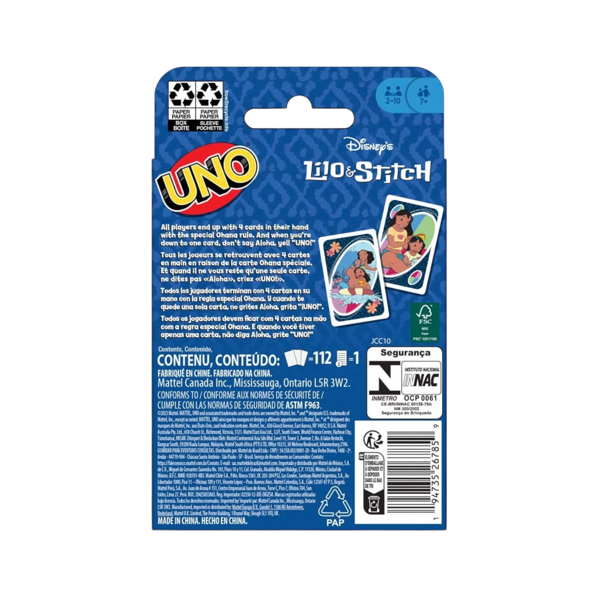 Mattel - Lilo et Stitch : Jeu de société Uno - Disneyland Paris - Disney parks - Disney Store - shop disney - le palais des goodies
