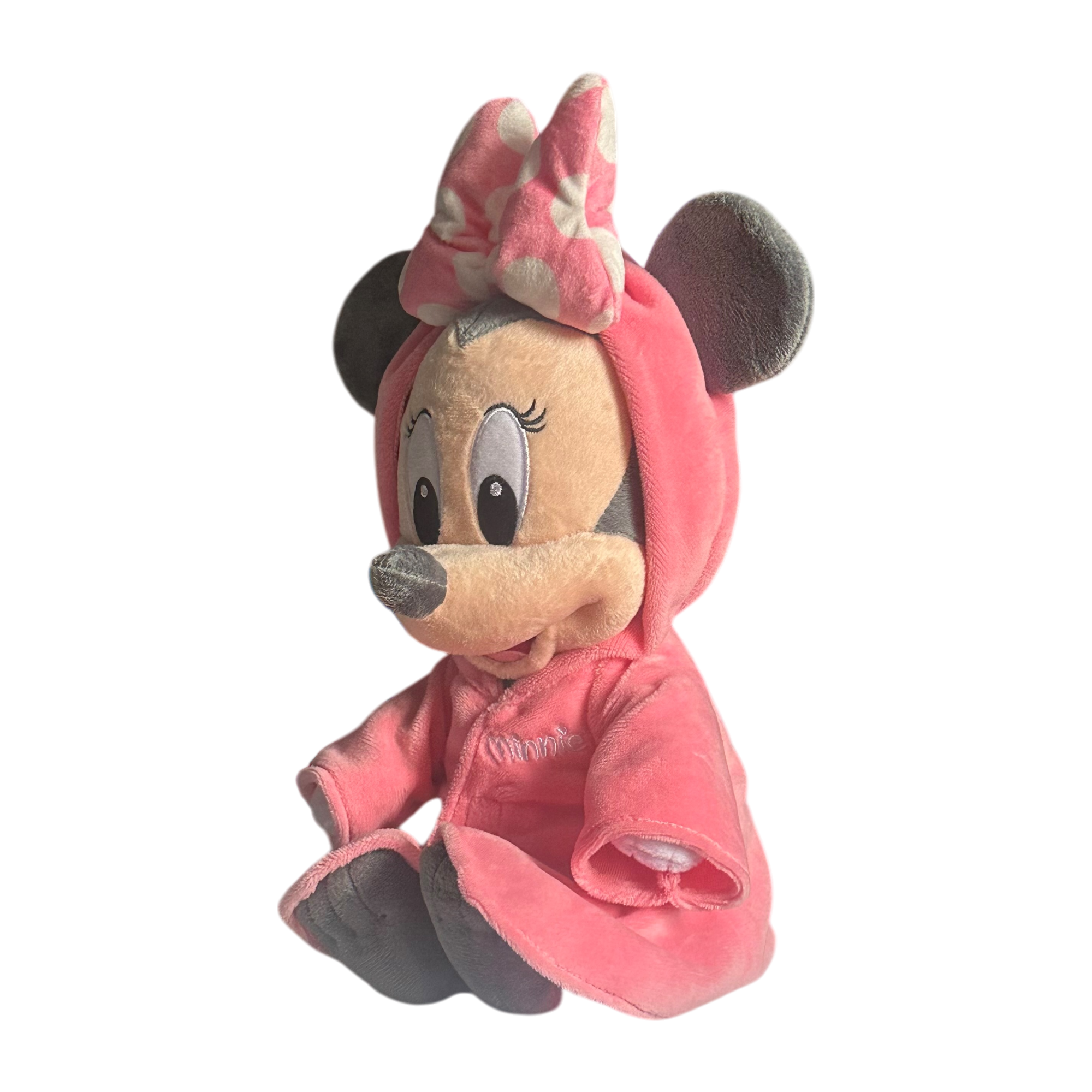 Disney - Minnie Mouse : Peluche bébé "capuche" - disneyland - disneyland paris - disney parks - disney stire - snop disney - le palais des goodies