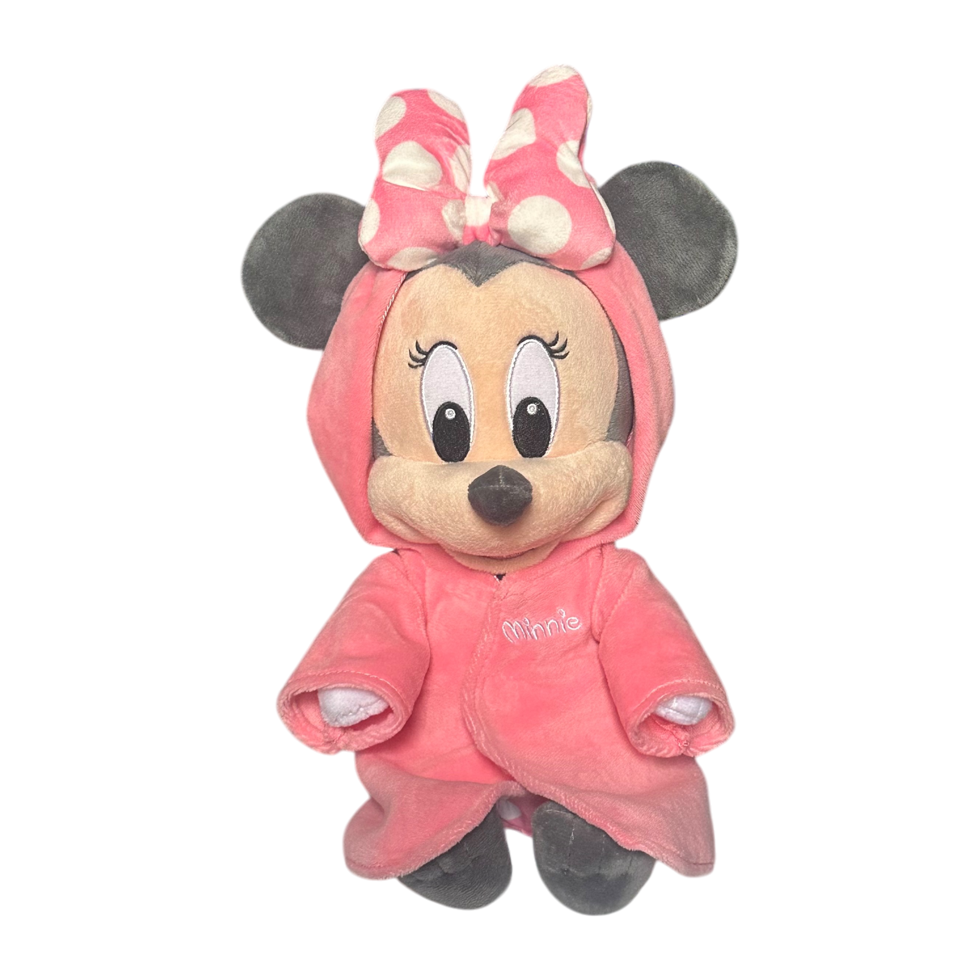 Disney - Minnie Mouse : Peluche bébé "capuche" - disneyland - disneyland paris - disney parks - disney stire - snop disney - le palais des goodies