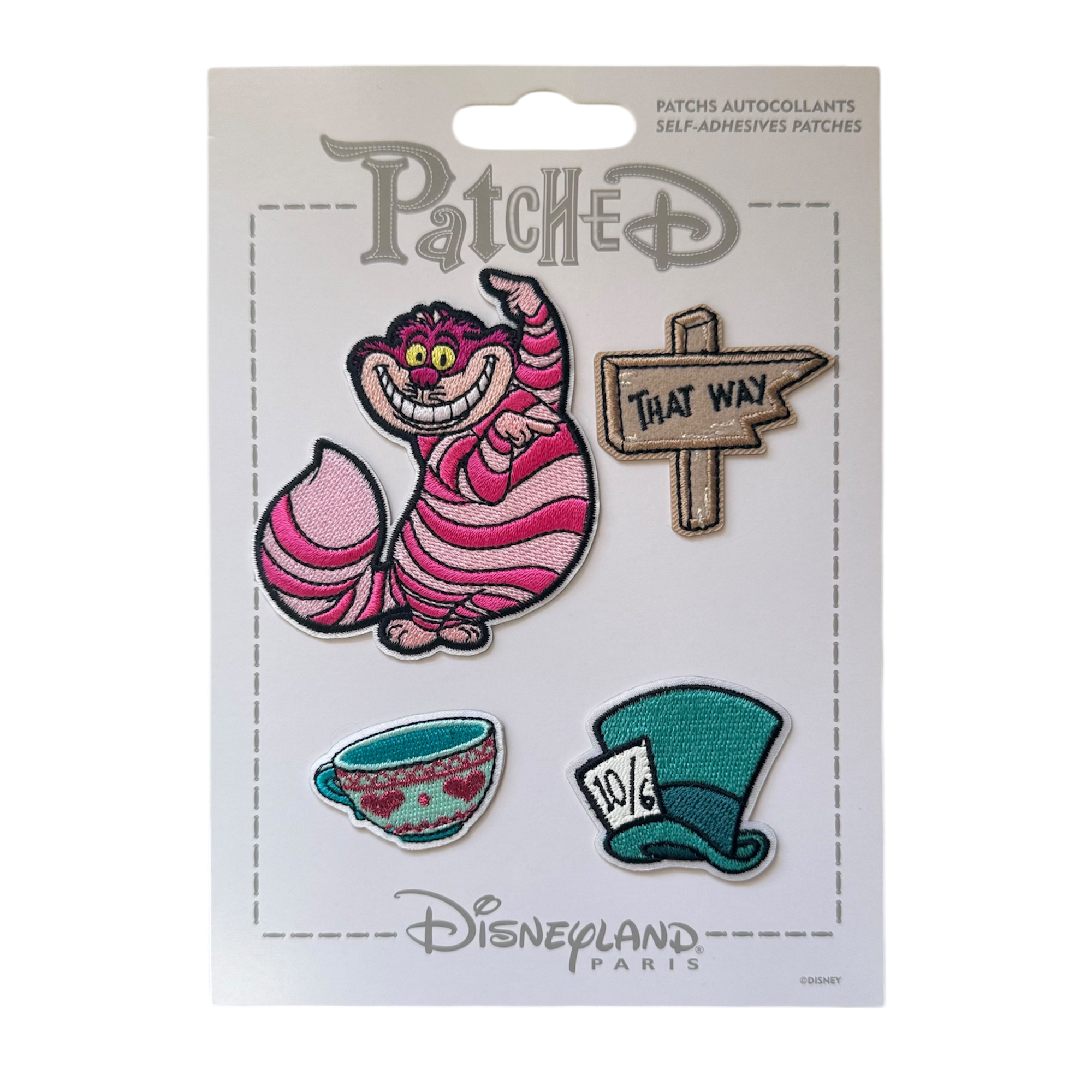 Disney - Alice aux pays des merveilles : Lot de 4 patchs autocollants - disneyland - Disneyland Paris - disney parks - disney store - shop disney - le Palais des Goodies