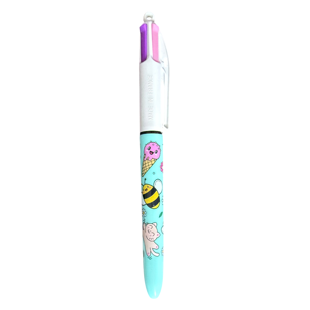Stylo BIC 4 couleurs - Made in France - Motifs mignons - le palais des goodies