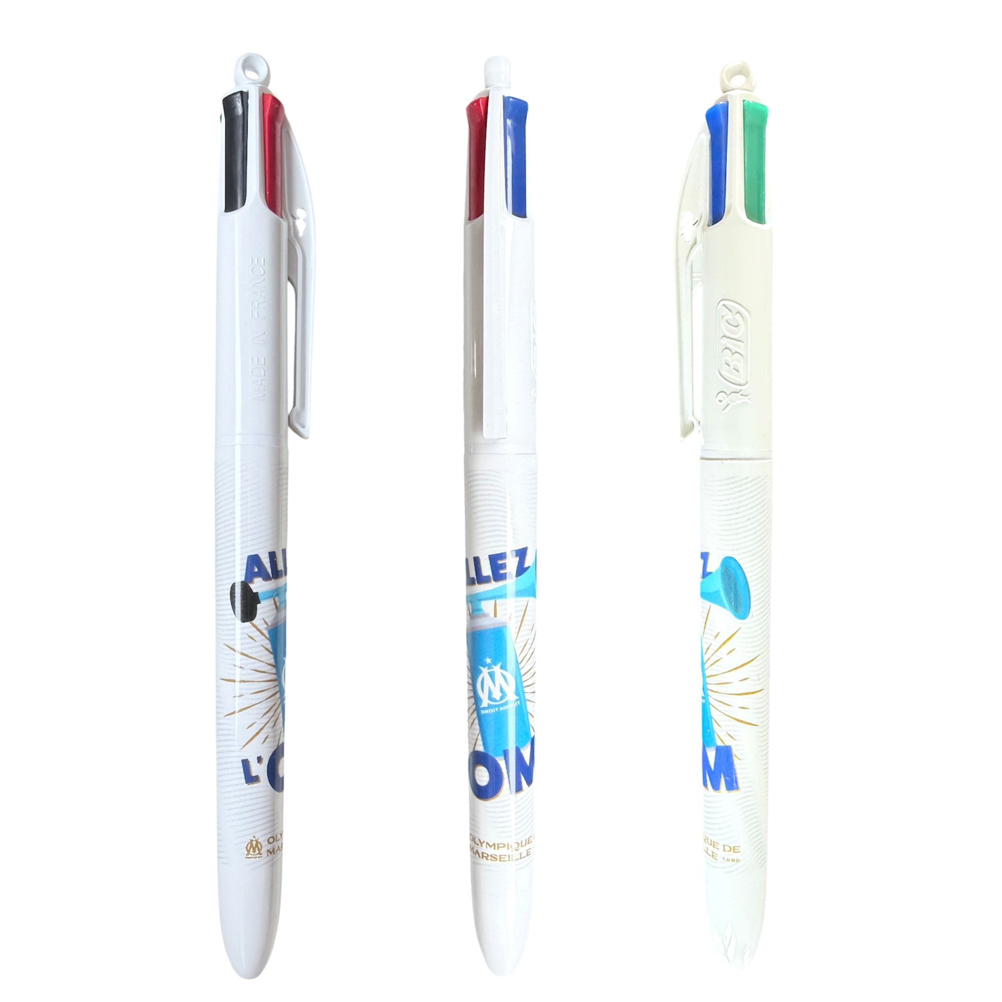 Olympique de Marseille : Stylo Bic 4 couleurs (officiel OM) - le palais des goodies