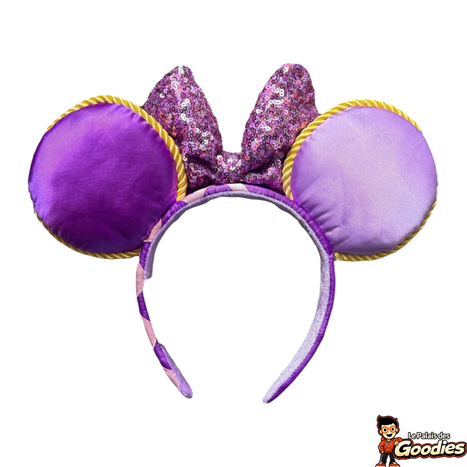 Disney - Raiponce : Serre-tête à oreilles avec nœud pailleté et couronne