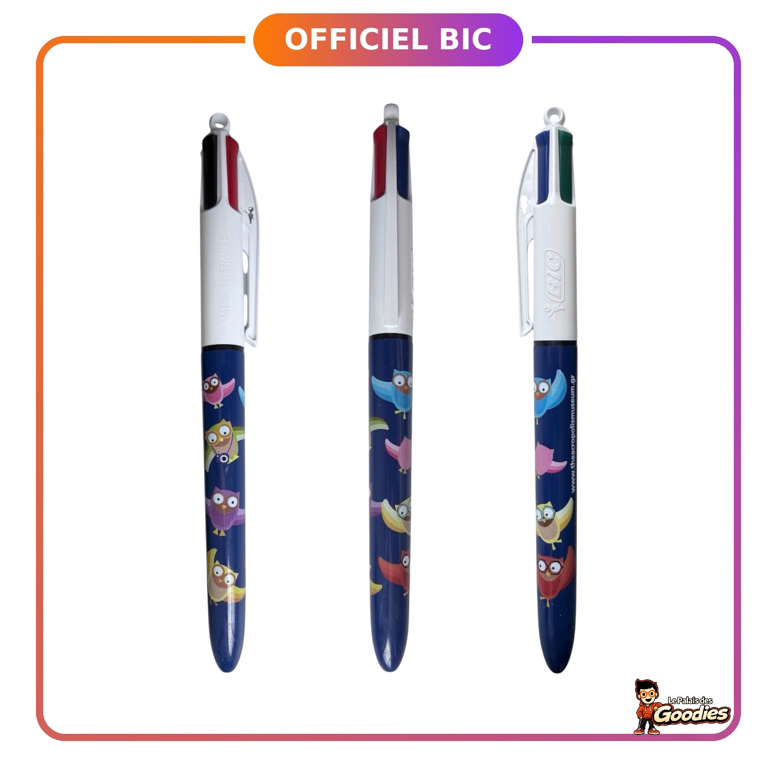 Musée de l’Acropole : Stylo BIC 4 couleurs Chouettes d’Athènes