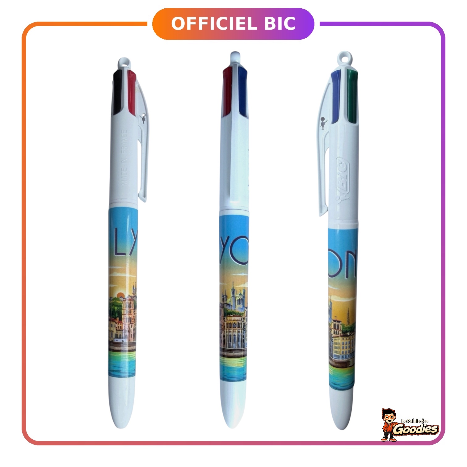 Lyon : Stylo BIC 4 couleurs panorama de la ville