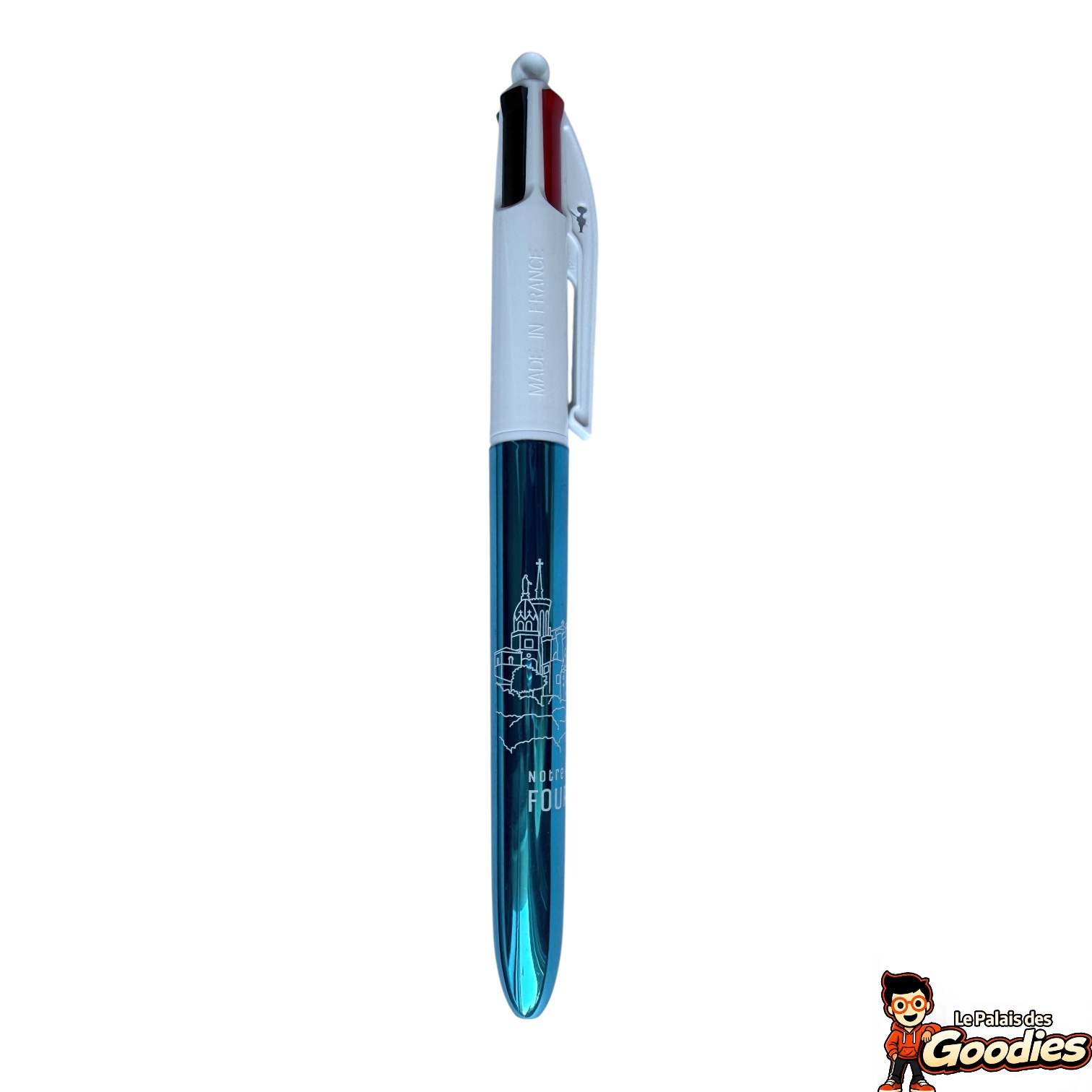 Lyon - Notre-Dame de Fourvière : Stylo BIC 4 couleurs bleu métallisé