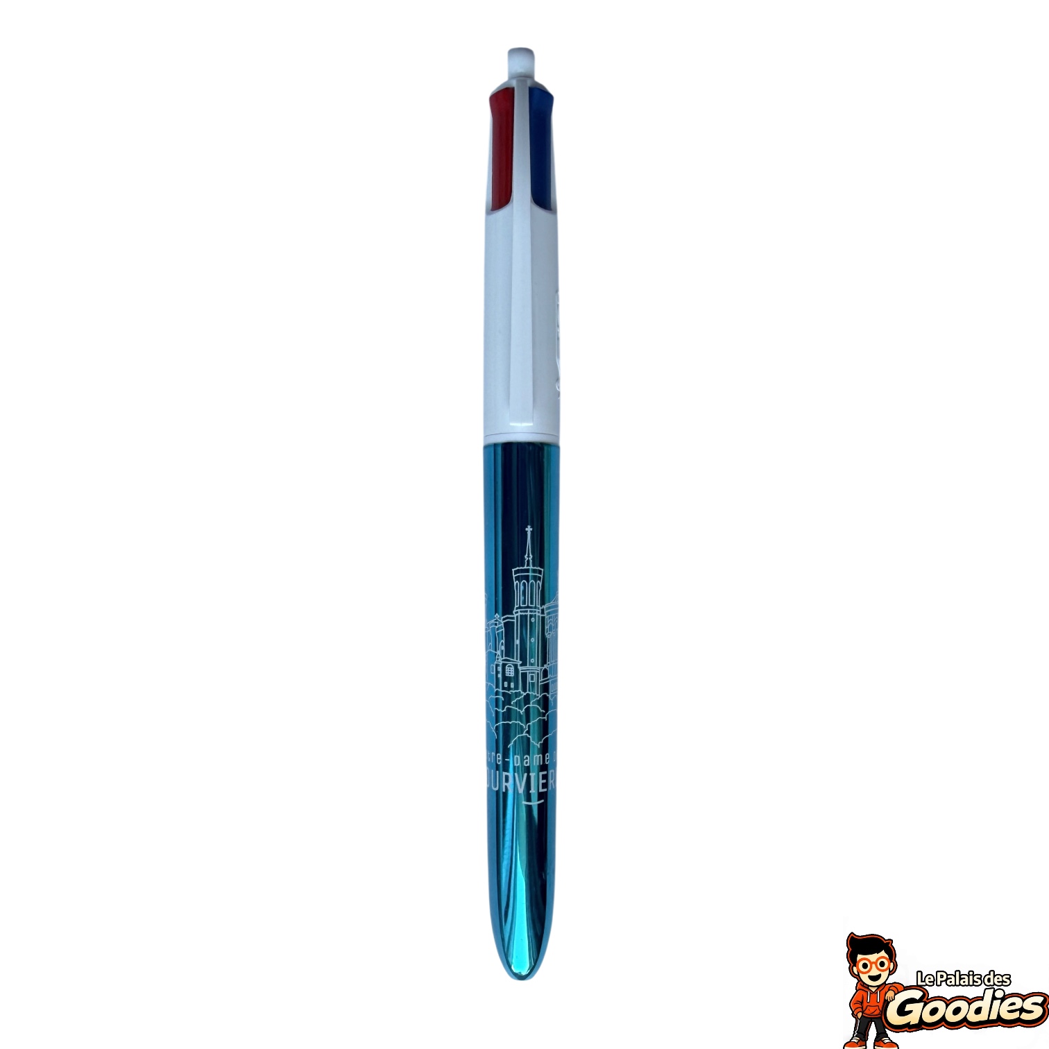 Lyon - Notre-Dame de Fourvière : Stylo BIC 4 couleurs bleu métallisé