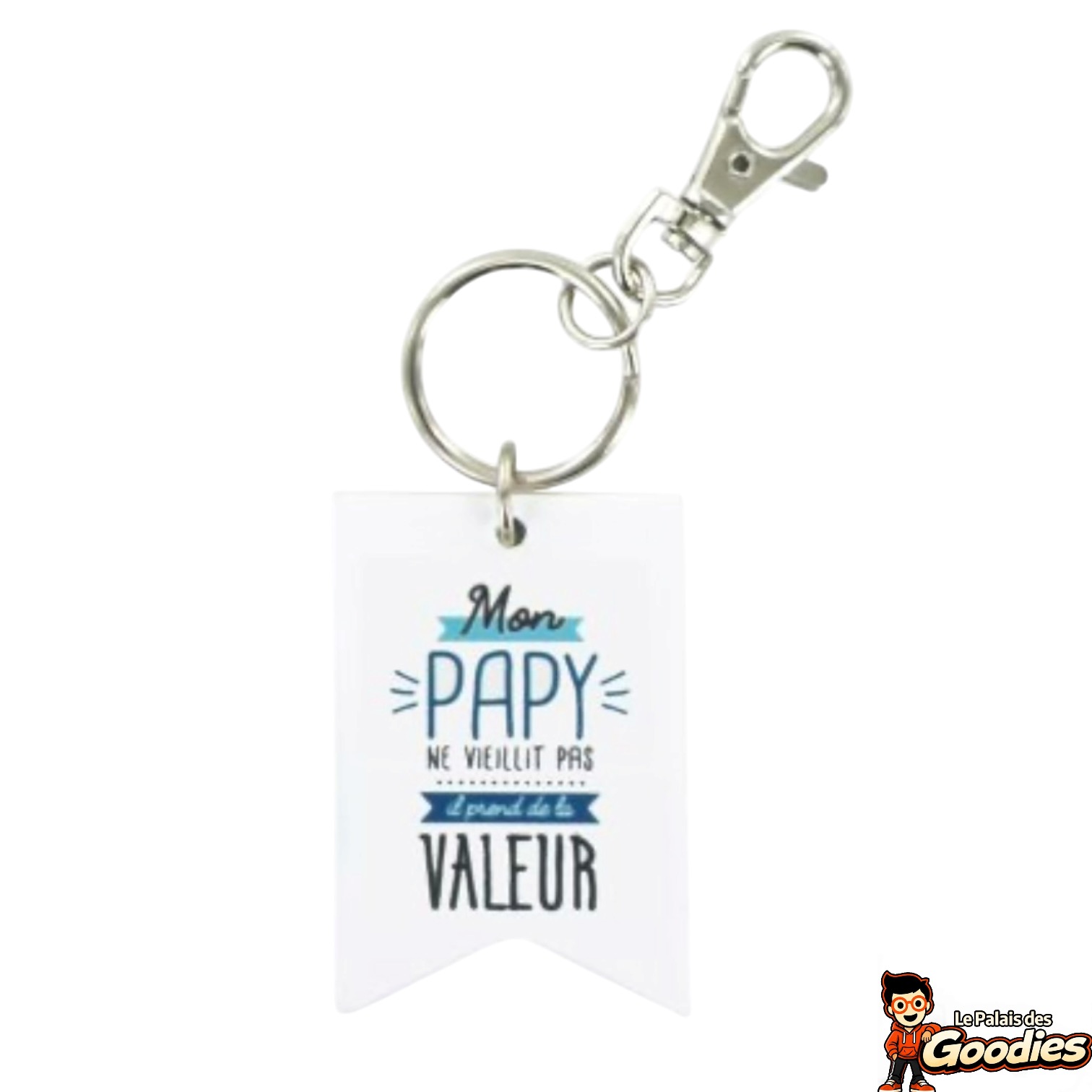 Porte-clés "Mon papy ne vieillit pas, il prend de la valeur"