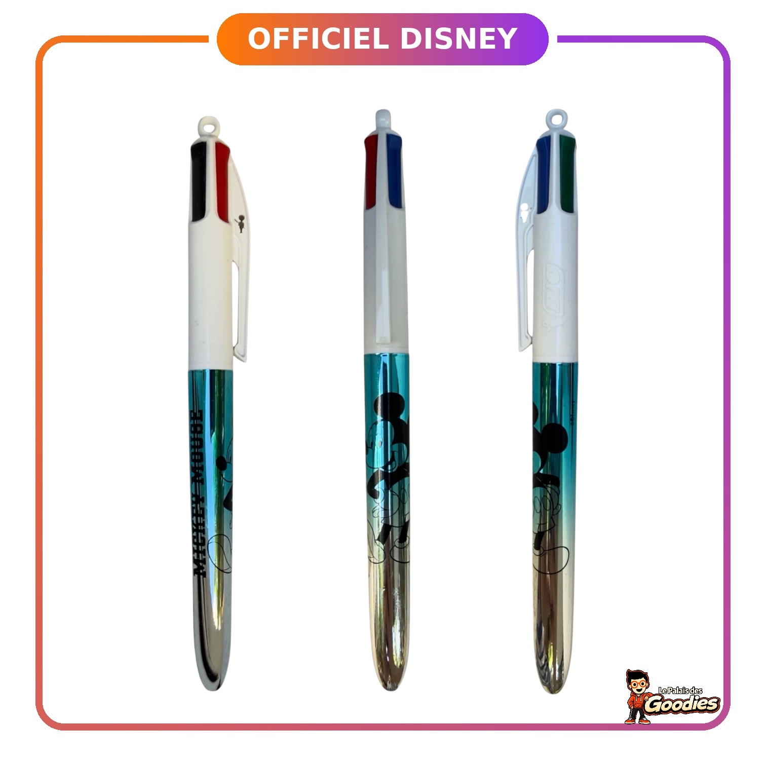 Disney - Mickey Mouse : Stylo BIC 4 couleurs métallisé