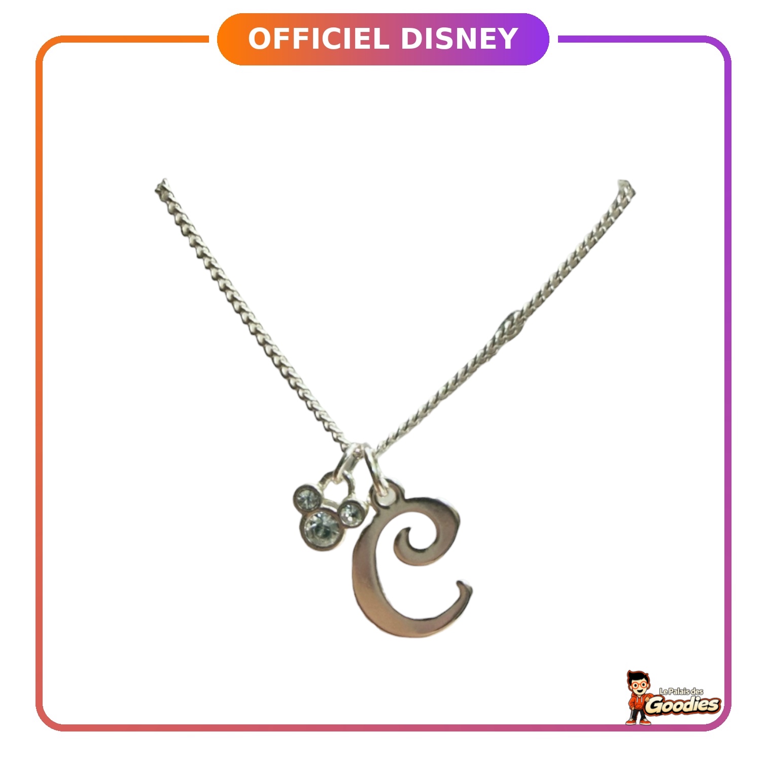 Disney - Mickey Mouse : Collier initiale lettre C et tête de Mickey strass
