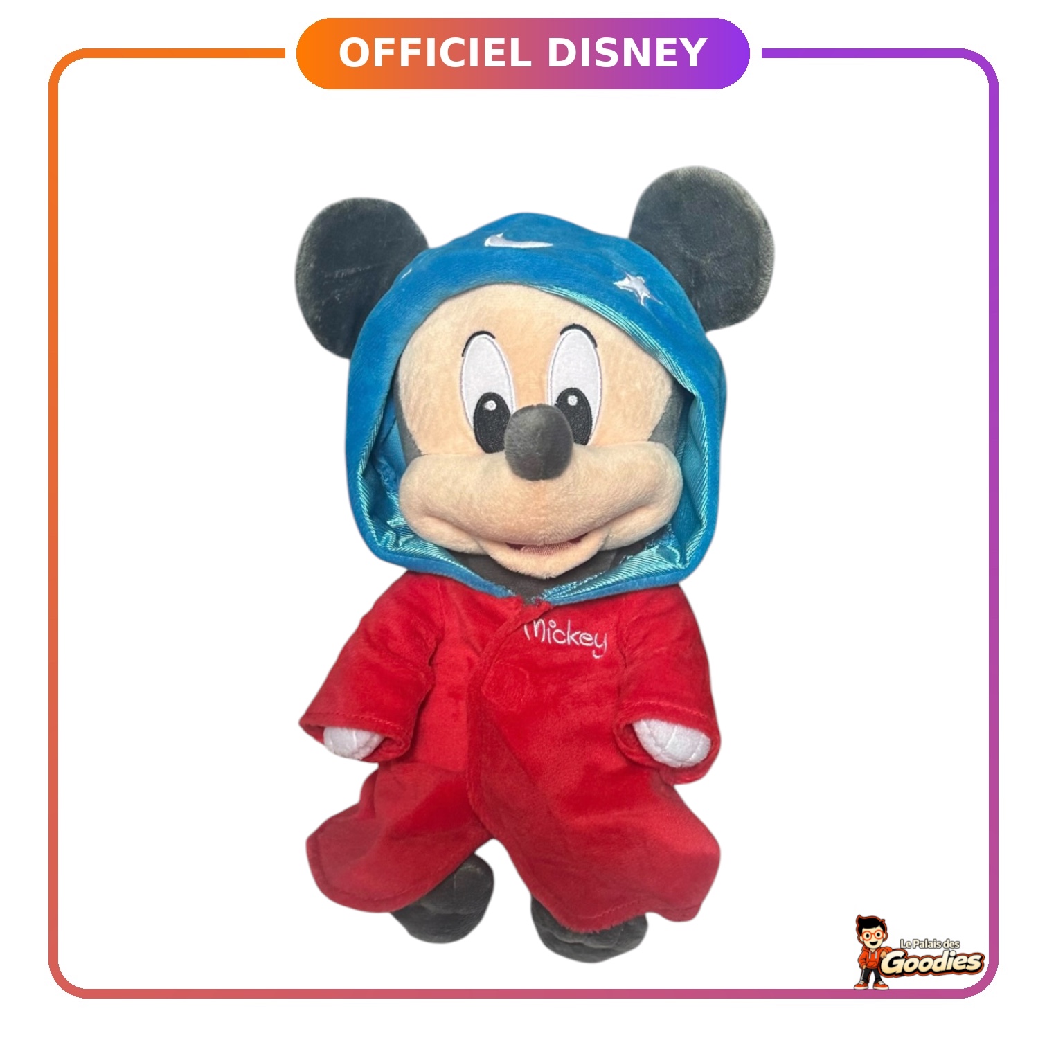 Disney - Mickey Mouse : Peluche bébé à capuche étoilée et peignoir rouge
