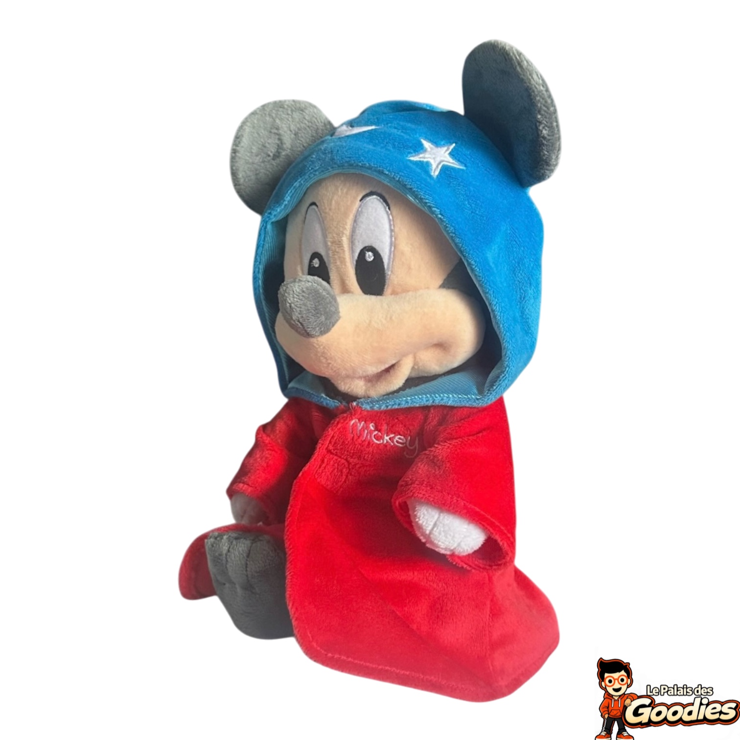 Disney - Mickey Mouse : Peluche bébé à capuche étoilée et peignoir rouge
