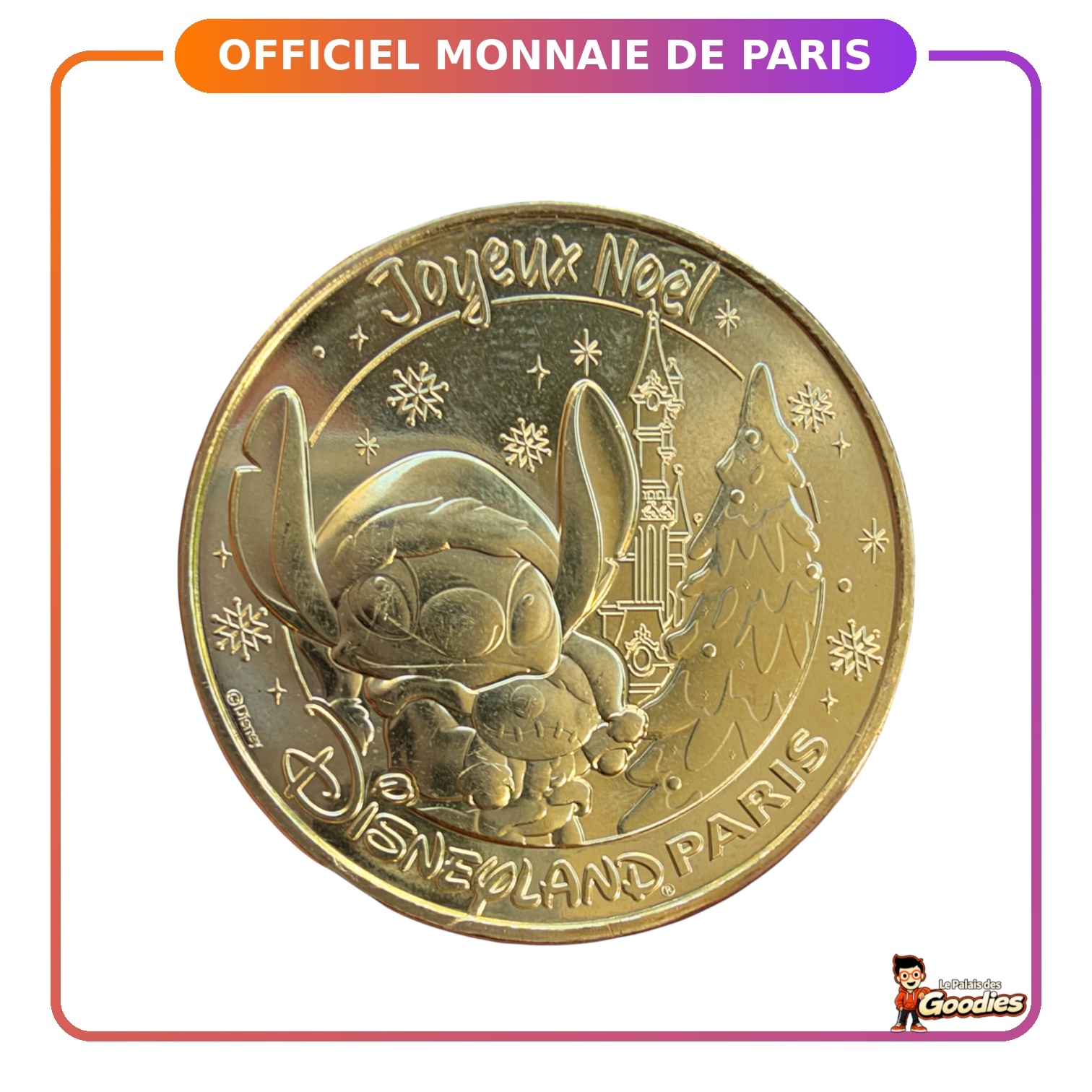 Disney - Lilo et Stitch : Médaille Monnaie de Paris Stitch Joyeux Noël