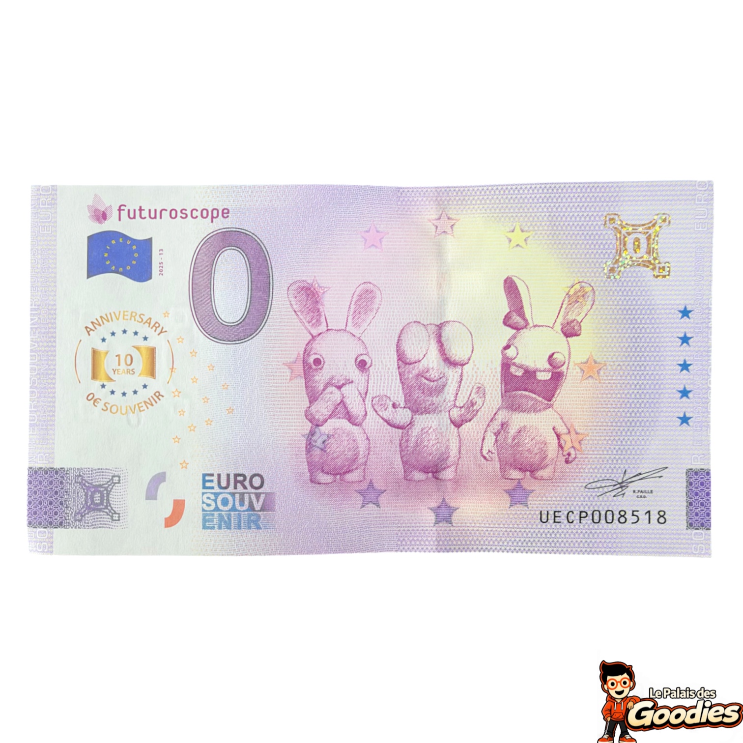 Billet Touristique - Euro souvenir : Futuroscope "Lapins Crétins, les trois lapins"