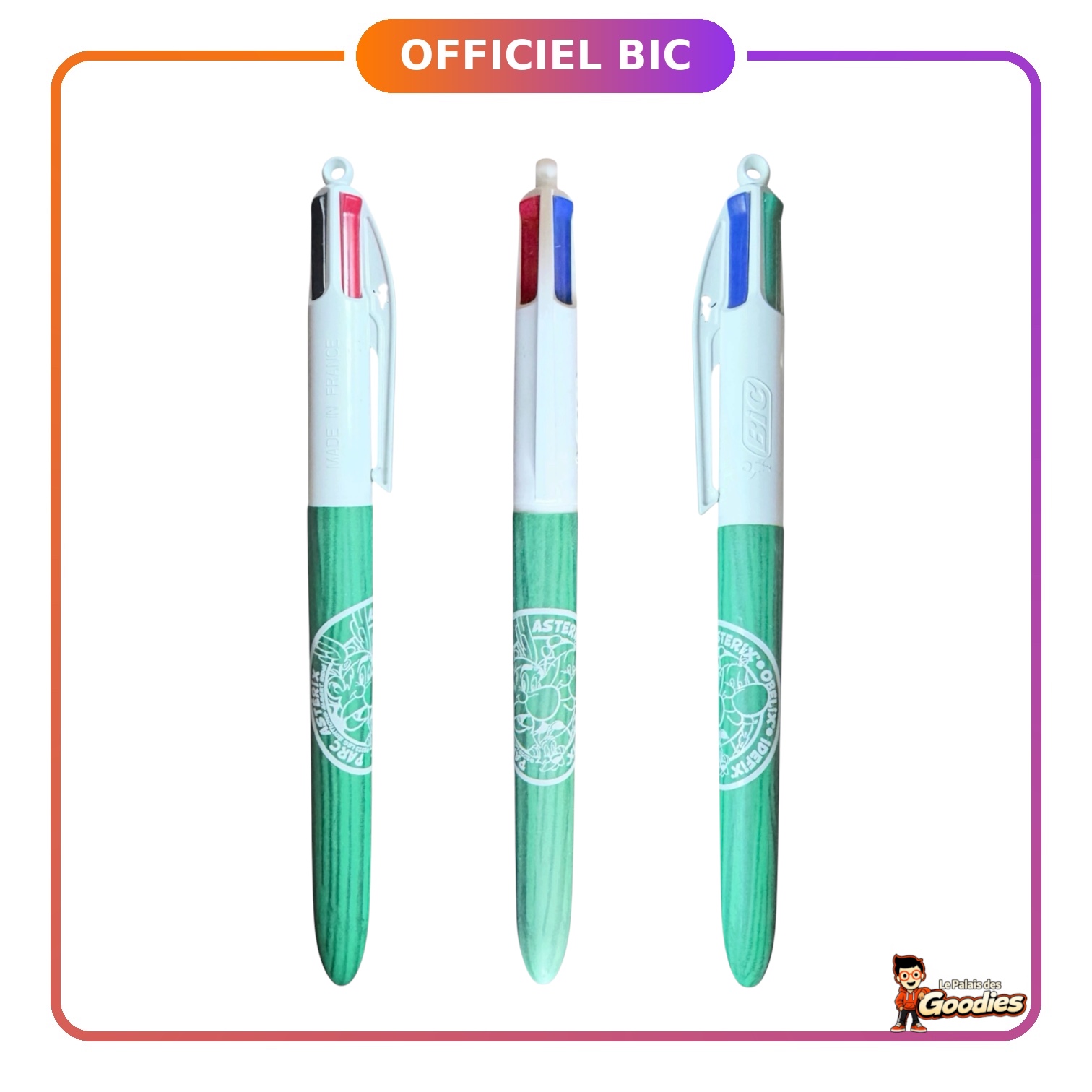 Astérix : Stylo BIC 4 couleurs Parc Astérix effet bois