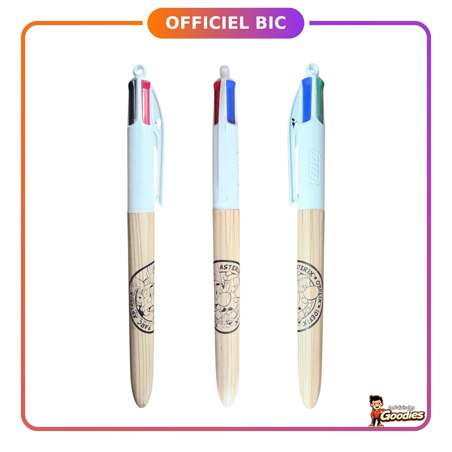 Astérix : Stylo BIC 4 couleurs Parc Astérix bois naturel