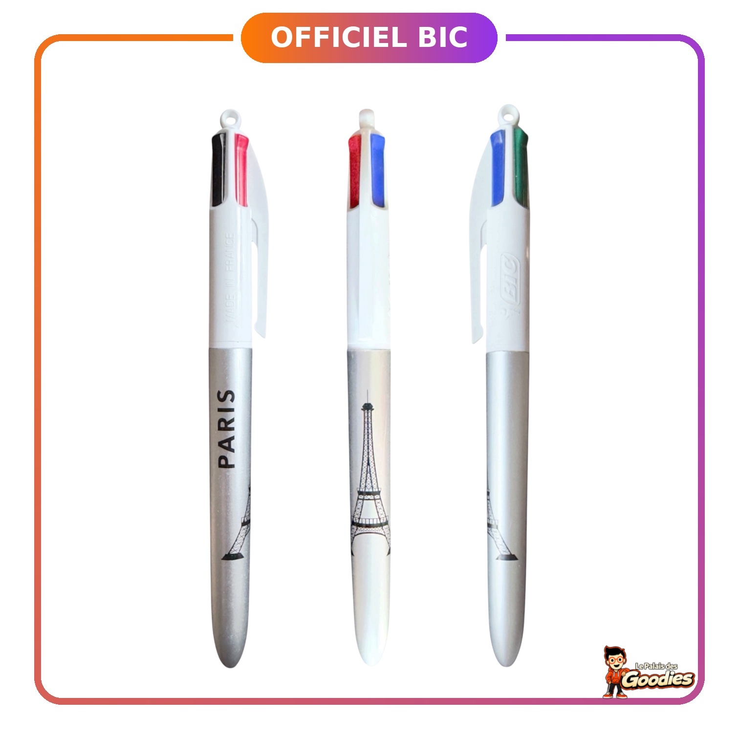 Paris : Stylo BIC 4 couleurs Tour Eiffel argent métallisé