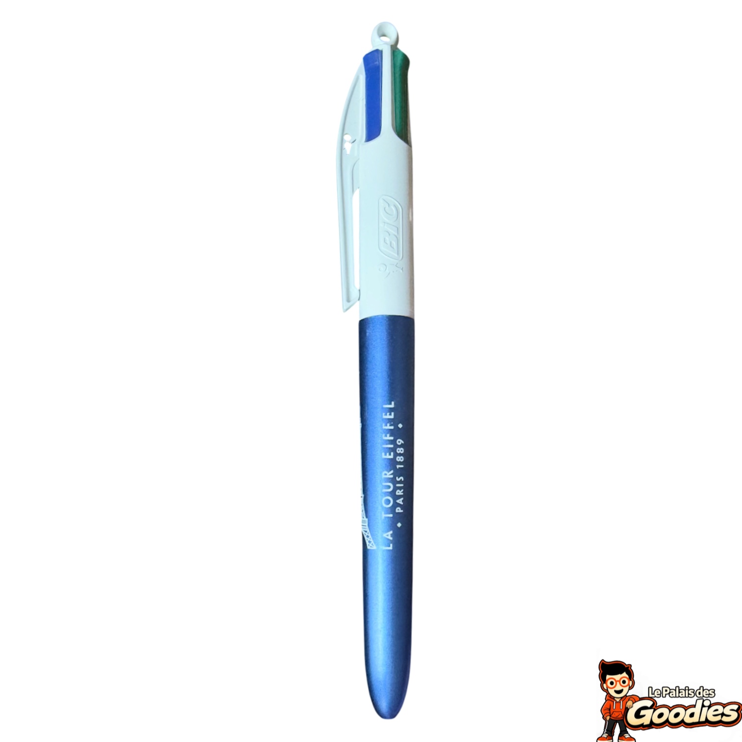 Paris : Stylo BIC 4 couleurs Tour Eiffel bleu métallisé