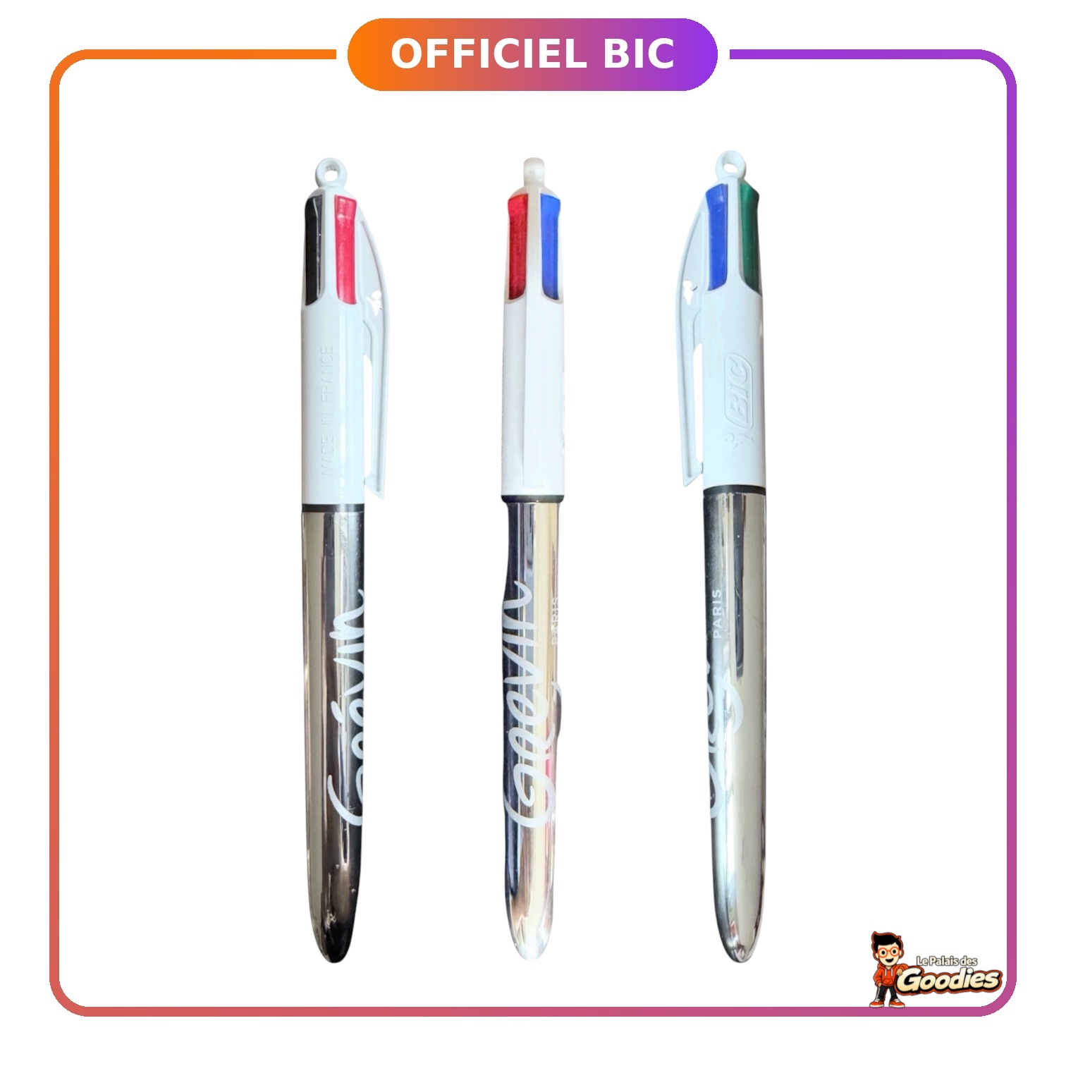 Musée Grévin : Stylo BIC 4 couleurs argent chromé