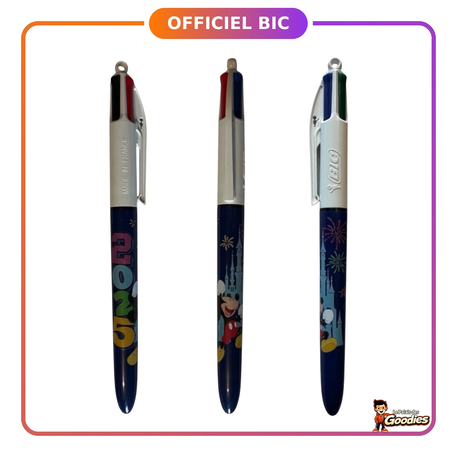 Disney - Mickey Mouse : Stylo BIC 4 couleurs 2025 bleu nuit et feux dartifice
