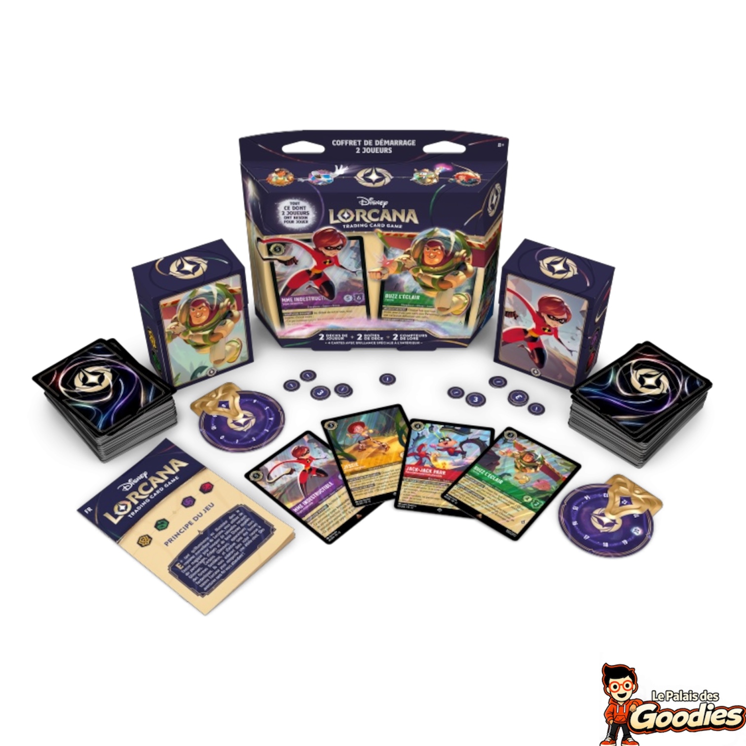 Disney Lorcana - Contrées Inconnues : Coffret de démarrage 2 joueurs Mme Indestructible et Buzz lÉclair