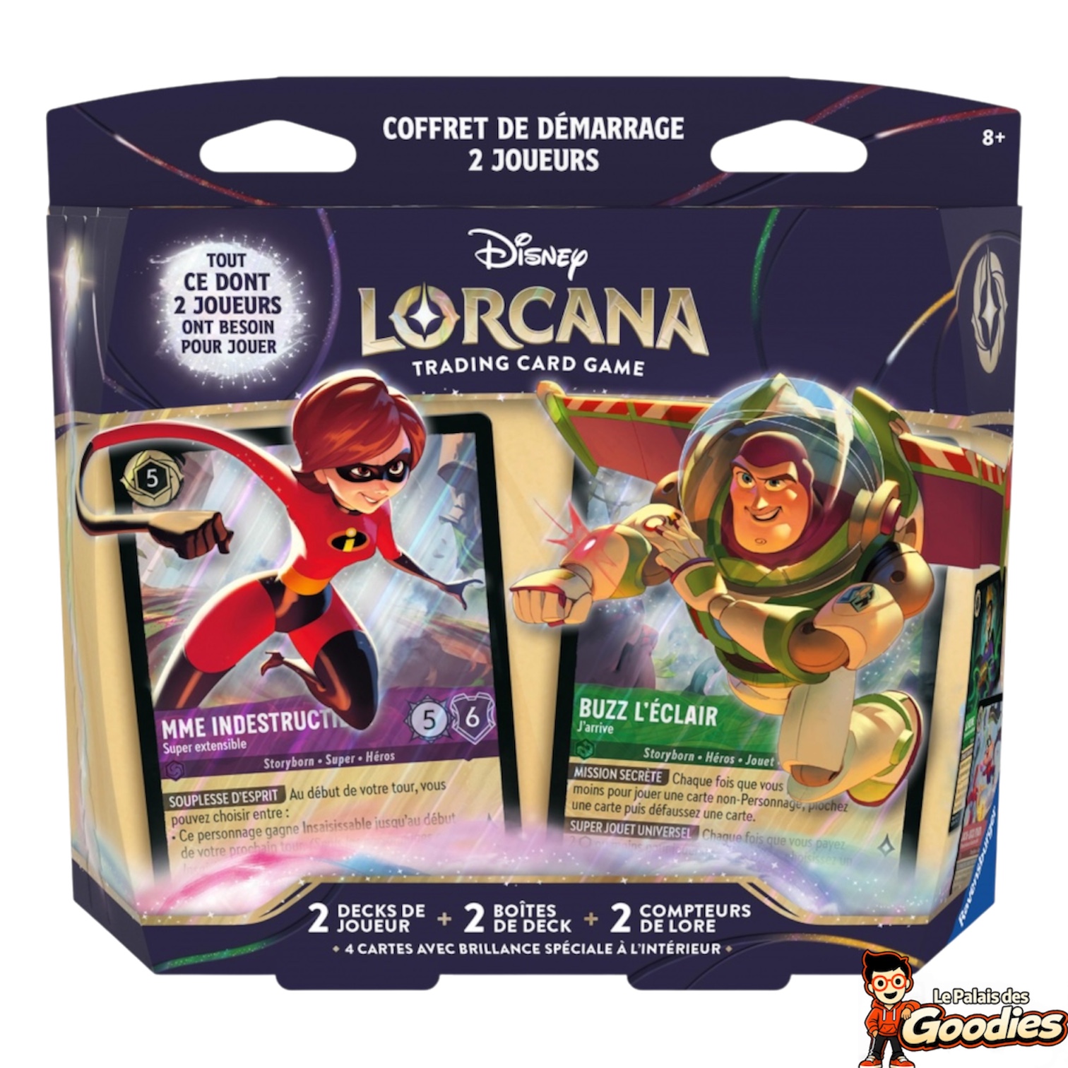Disney Lorcana - Contrées Inconnues : Coffret de démarrage 2 joueurs Mme Indestructible et Buzz lÉclair