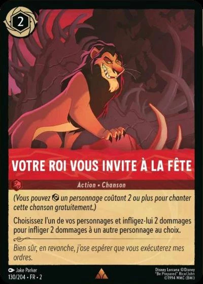 Votre roi vous invite à la fête - Disney Lorcana Lascension des Floodborn 130/216