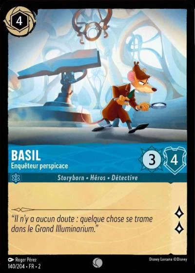 Basil - Enquêteur perspicace - Disney Lorcana Lascension des Floodborn 140/216