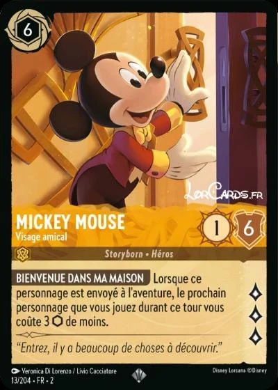 Mickey Mouse, visage amical - Disney Lorcana Lascension des Floodborn 13/216