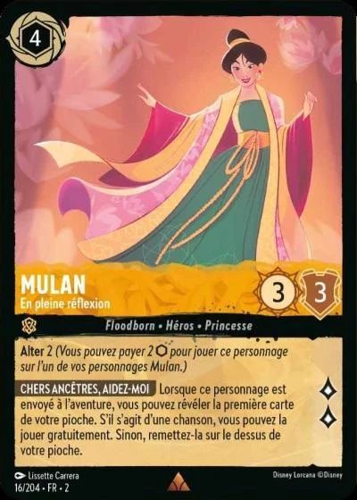 Mulan, en pleine réflexion - Disney Lorcana Lascension des Floodborn 16/216