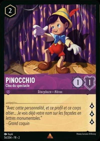 Pinocchio, clou du spectacle - Disney Lorcana Lascension des Floodborn 56/216