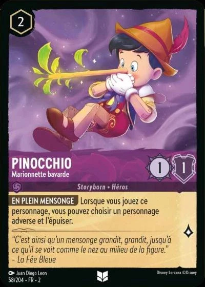 Pinocchio, marionnette bavarde - Disney Lorcana Lascension des Floodborn 58/216