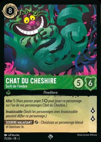 Chat du Cheshire, sorti de lombre - Disney Lorcana Lascension des Floodborn 75/216