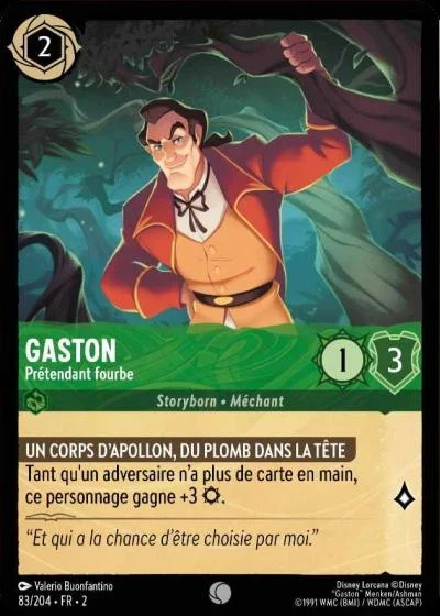 Gaston, prétendant fourbe - Disney Lorcana Lascension des Floodborn 83/216
