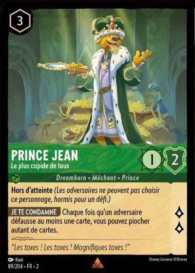 Prince Jean, le plus cupide de tous - Disney Lorcana Lascension des Floodborn 89/216