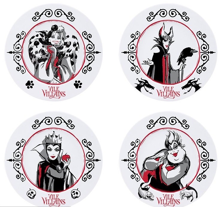 DISNEY - VILLAINS - SET DE 4 ASSIETTES 21CM