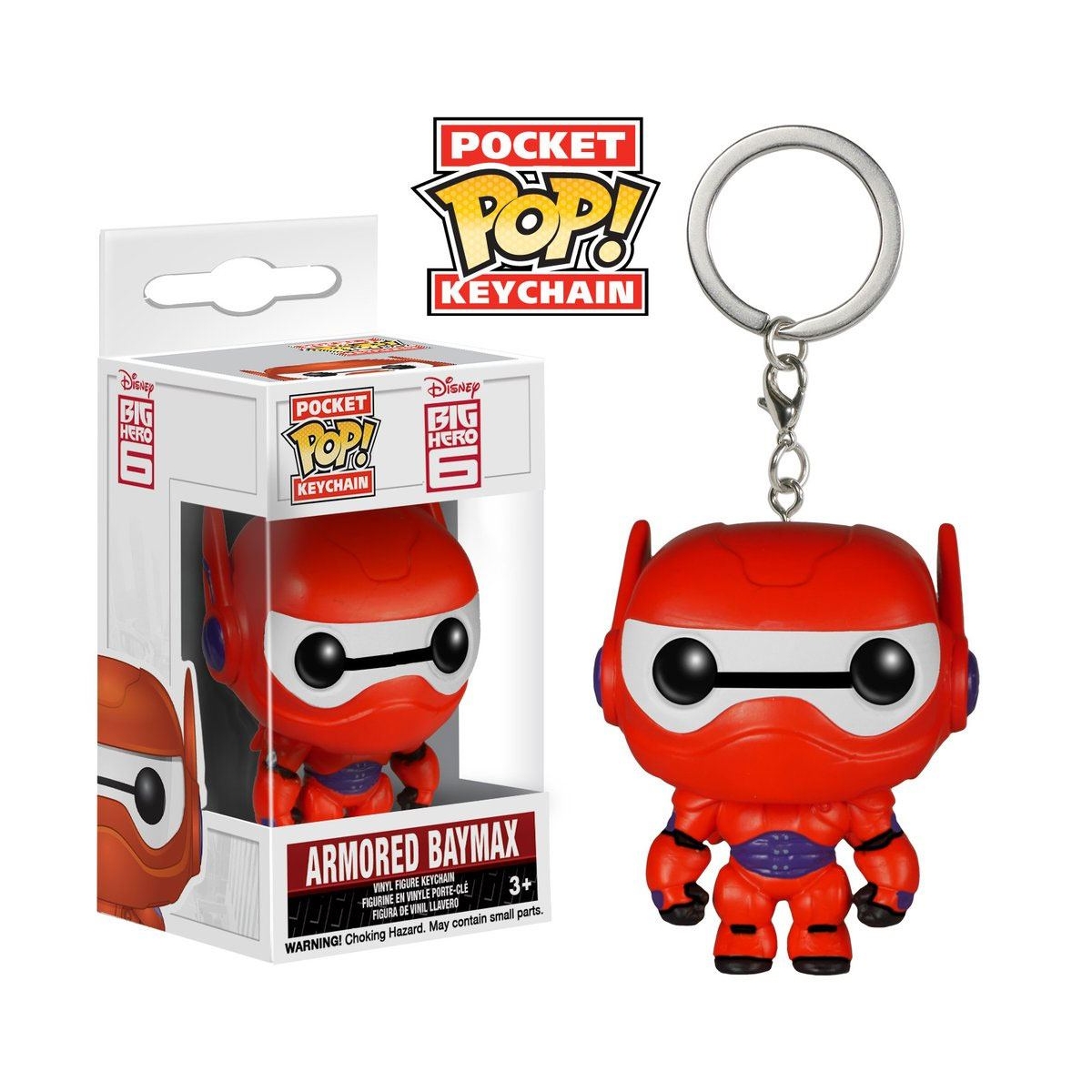 LES NOUVEAUX HEROS - PORTE-CLÉS POCKET POP! ARMORED BAYMAX 4 CM