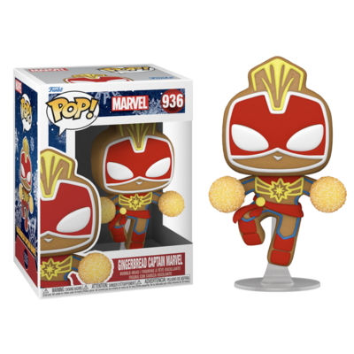 Marvel - Bobble Head Funko Pop N°936 : Gingerbread Captain Marvel - le palais des goodies
