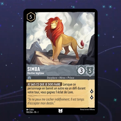 Disney Lorcana TCG : Carte "Simba" (190/204) le palais des goodies