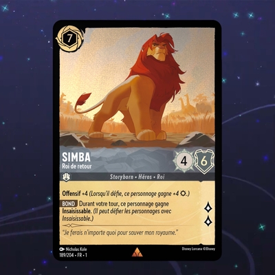 Disney Lorcana TCG : Carte "Simba" Foil (189/204) le palais des goodies